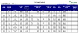 Casing Specifications and Capacity Table | PDF | Nature