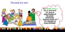 The module writers
had to determine 
the level of 
understanding of 
the words, 
instructions, 
technical terms and 
the conc
