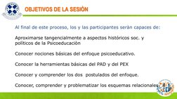 TEMUCO, AGOSTO 2012 OBJETIVOS DE LA SESIÒN 
OBJETIVOS DE LA SESIÒN 
Al final de este proceso, los y las participantes seràn c