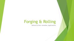 Forging & Rolling  
Defects & their remedies, Applications 

