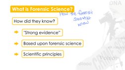 1 
What is Forensic Science? 
How did they know? 
Based upon forensic science 
Scientific principles 
"Strong evidence” 
