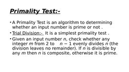 Primality Testing and Algorithms | PDF | Prime Number | Numbers
