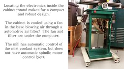 Locating the electronics inside the 
cabinet-stand makes for a compact 
and robust design. 
 
The cabinet is cooled using a f