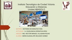 Instituto Tecnológico de Ciudad Victoria.
Educación a Distancia.
Unidad ABASOLO
MATERIA: SISTEMAS DE MANUFACTURA
ACTIVIDAD: 1