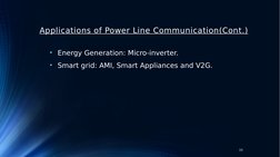 Applications of Power Line Communication(Cont.)
• Energy Generation: Micro-inverter.
• Smart grid: AMI, Smart Appliances and