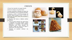CHOUX
1 Forrar las charolas con papel silicón.
2 llenar la manga con pasta choux
3 formar montoner redondos de pasta de 
4cm