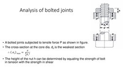 Analysis of bolted joints
• A bolted joints subjected to tensile force P as shown in figure.
• The cross-section at the core