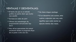 VENTAJAS Y DESVENTAJAS:
• El hecho de que es un metodo 
gráfico se podria decir que mucho 
mas sencillo
• Se basa en redes de