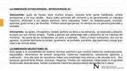 LA DIMENSIÓN EXTROVERSIÓN - INTROVERSIÓN (E)
Extrovertido: gusta de fiestas, tiene muchos amigos, necesita tener gente hablán