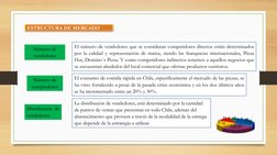ESTRUCTURA DE MERCADO
Número de 
vendedores
El número de vendedores que se consideran competidores directos están determinado