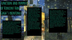 Function and purpose 
of Vincent Van 
Gogh's paintings  
Cafe Terrace At Night: This 
would have to be Van Gogh’s 
most popul