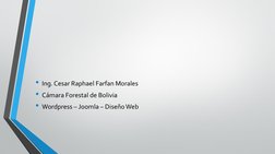 • Ing. Cesar Raphael Farfan Morales
• Cámara Forestal de Bolivia
• Wordpress – Joomla – Diseño Web
