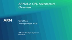 ARMv8-A CPU Architecture 
Overview 
Chris Shore 
ARM Game Developer Day, London 
Training Manager,  ARM 
03/12/2015 
