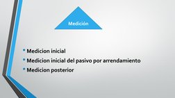 • Medicion inicial 
• Medicion inicial del pasivo por arrendamiento 
• Medicion posterior 
Medición
