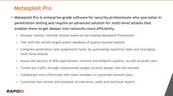 4
Metasploit Pro
Metasploit Pro is enterprise-grade software for security professionals who specialize in 
penetration testin