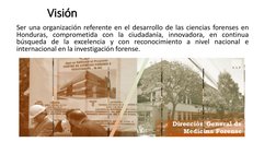 Visión
Ser una organización referente en el desarrollo de las ciencias forenses en
Honduras, comprometida con la ciudadanía,