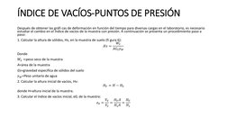 ÍNDICE DE VACÍOS-PUNTOS DE PRESIÓN
Después de obtener las gráfi cas de deformación en función del tiempo para diversas cargas