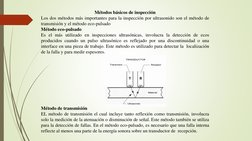 Métodos básicos de inspección
Los dos métodos más importantes para la inspección por ultrasonido son el método de
transmisión