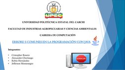UNIVERSIDAD POLITÉCNICA ESTATAL DEL CARCHI
FACULTAD DE INDUSTRIAS AGROPECUARIAS Y CIENCIAS AMBIENTALES
CARRERA DE COMPUTACIÓN