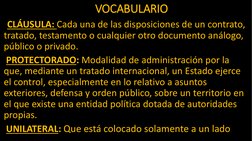 VOCABULARIO
CLÁUSULA: Cada una de las disposiciones de un contrato, 
tratado, testamento o cualquier otro documento análogo,