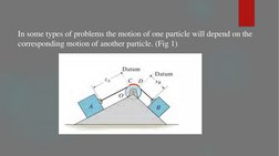 In some types of problems the motion of one particle will depend on the
corresponding motion of another particle. (Fig 1)
