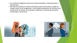 •
Los conflictos imaginarios derivan de malos entendidos, interpretaciones o 
percepciones
•
Este tipo de conflicto no existe