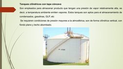 Tanques cilíndricos con tapa cóncava
Son empleados para almacenar producto que tengan una presión de vapor relativamente alta
