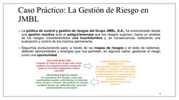 Caso Práctico: La Gestión de Riesgo en 
JMBL
• La política de control y gestión de riesgos del Grupo JMBL, S.A., ha evolucion