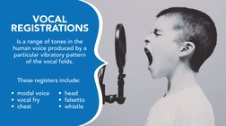 VOCAL
REGISTRATIONS
Is a range of tones in the 
human voice produced by a 
particular vibratory pattern 
of the vocal folds.