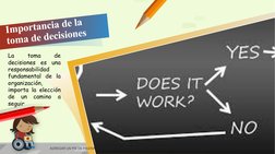 Importancia de la toma de decisiones
AGREGAR UN PIE DE PÁGINA
5
La
toma
de
decisiones
es
una
responsabilidad
fundamental de l