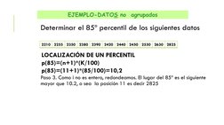 Determinar el 85º percentil de los siguientes datos
Paso 3. Como i no es entero, redondeamos. El lugar del 85º es el siguient