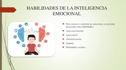HABILIDADES DE LA INTELIGENCIA 
EMOCIONAL
Para conocer y controlar las emociones se necesitan 
desarrollar cinco habilidades