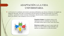 ADAPTACIÓN A LA VIDA 
UNIVERSITARIA
con frecuencia los estudiantes universitarios presentan problemáticas que afectan su bie