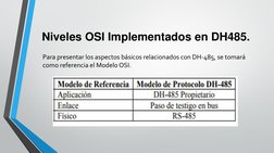 Niveles OSI Implementados en DH485.
Para presentar los aspectos básicos relacionados con DH-485, se tomará 
como referencia e