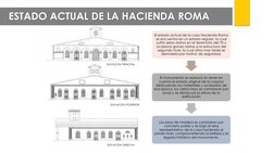 ELEVACIÓN PRINCIPAL
ELEVACIÓN POSTERIOR
El estado actual de la casa Hacienda Roma 
se encuentra en un estado regular, la cual