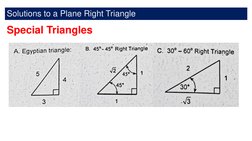 Solutions to a Plane Right Triangle
Special Triangles

