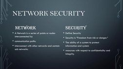 NETWORK SECURITY
NETWORK
• A Network is a series of points or nodes 
interconnected by
• communication paths.
• Interconnect