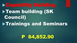 Capability Building
Team building (SK 
Council)
Trainings and Seminars
P  84,852.90
