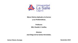 Marco Teórico Aplicado a la Carrera 
y sus Problemáticas.
Profesora:
IBQ. Claudia E. Casillas.
Alumno:
José Diego de los Sant