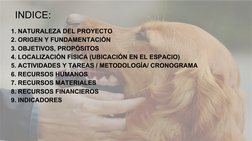 INDICE:
1. NATURALEZA DEL PROYECTO 
2. ORIGEN Y FUNDAMENTACIÓN 
3. OBJETIVOS, PROPÓSITOS