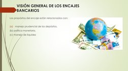 VISIÓN GENERAL DE LOS ENCAJES 
BANCARIOS
Los propósitos del encaje están relacionados con:
(a)
manejo prudencial de los depós