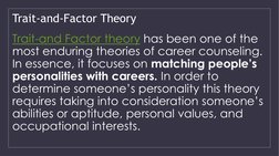 Trait and Factor Theory in Career Counseling | PDF | Career & Growth ...