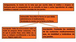 Antiguamente, la receta era la nota que por escrito daba el médico o cirujano al 
boticario para la composición de un remedio