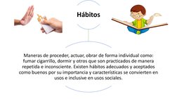 Hábitos
Maneras de proceder, actuar, obrar de forma individual como: 
fumar cigarrillo, dormir y otros que son practicados de