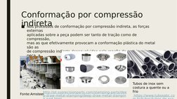Conformação por compressão 
indireta
■Nos processos de conformação por compressão indireta, as forças 
externas
aplicadas sob
