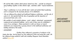 INFLUENCE
AND CAREER
◦
◦
◦
◦
◦
He and his fellow architect ulrick plesner started new firm , and the two designed
many buildi