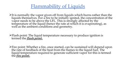 Flammability of Liquids
It is normally the vapor given off from liquids which burns rather than the 
liquid