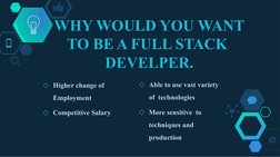 ◇Higher change of 
Employment
◇Competitive Salary 
WHY WOULD YOU WANT 
TO BE A FULL STACK  
DEVELPER.
◇Able to use vast varie
