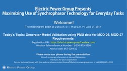 Generator Model Validation Using PMU Data For MOD-26, MOD-27 ...