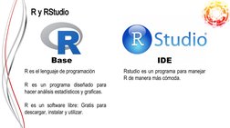 R y RStudio
R es el lenguaje de programación
R es un programa diseñado para 
hacer análisis estadísticos y graficas.
R es un